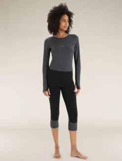 Icebreaker Women's 260 ZoneKnit™ Long Sleeve Crewe Thermal Top JetHeather/Black Best Sale