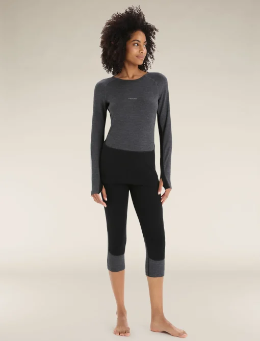 Icebreaker Women's 260 ZoneKnit™ Long Sleeve Crewe Thermal Top JetHeather/Black Best Sale