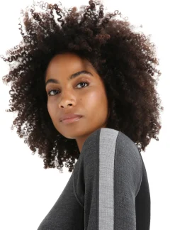 Icebreaker Women's 260 ZoneKnit™ Long Sleeve Crewe Thermal Top JetHeather/Black Best Sale