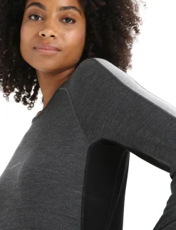 Icebreaker Women's 260 ZoneKnit™ Long Sleeve Crewe Thermal Top JetHeather/Black Best Sale