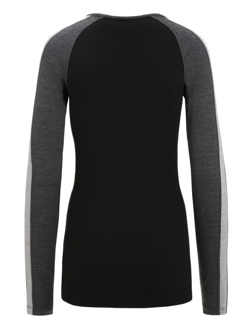 Icebreaker Women's 260 ZoneKnit™ Long Sleeve Crewe Thermal Top JetHeather/Black Best Sale