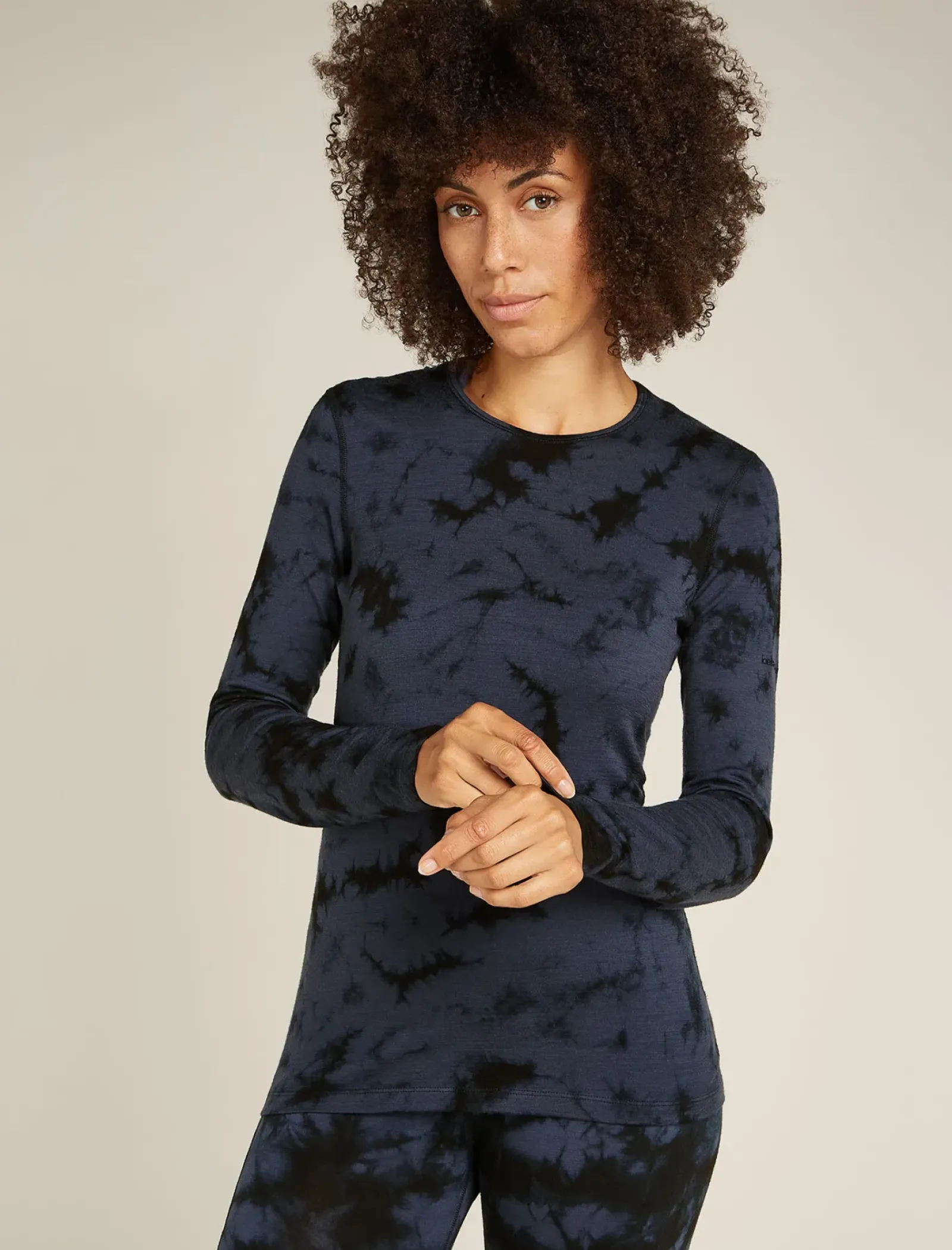 Women's Merino 200 Oasis Long Sleeve Crewe Thermal Top Cloud Dye-Icebreaker Discount