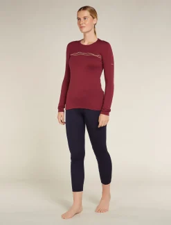 Icebreaker Women's Merino 200 Oasis Long Sleeve Crewe Thermal Top Mountain Pulse Port Cheap