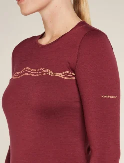 Icebreaker Women's Merino 200 Oasis Long Sleeve Crewe Thermal Top Mountain Pulse Port Cheap