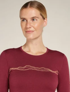 Icebreaker Women's Merino 200 Oasis Long Sleeve Crewe Thermal Top Mountain Pulse Port Cheap