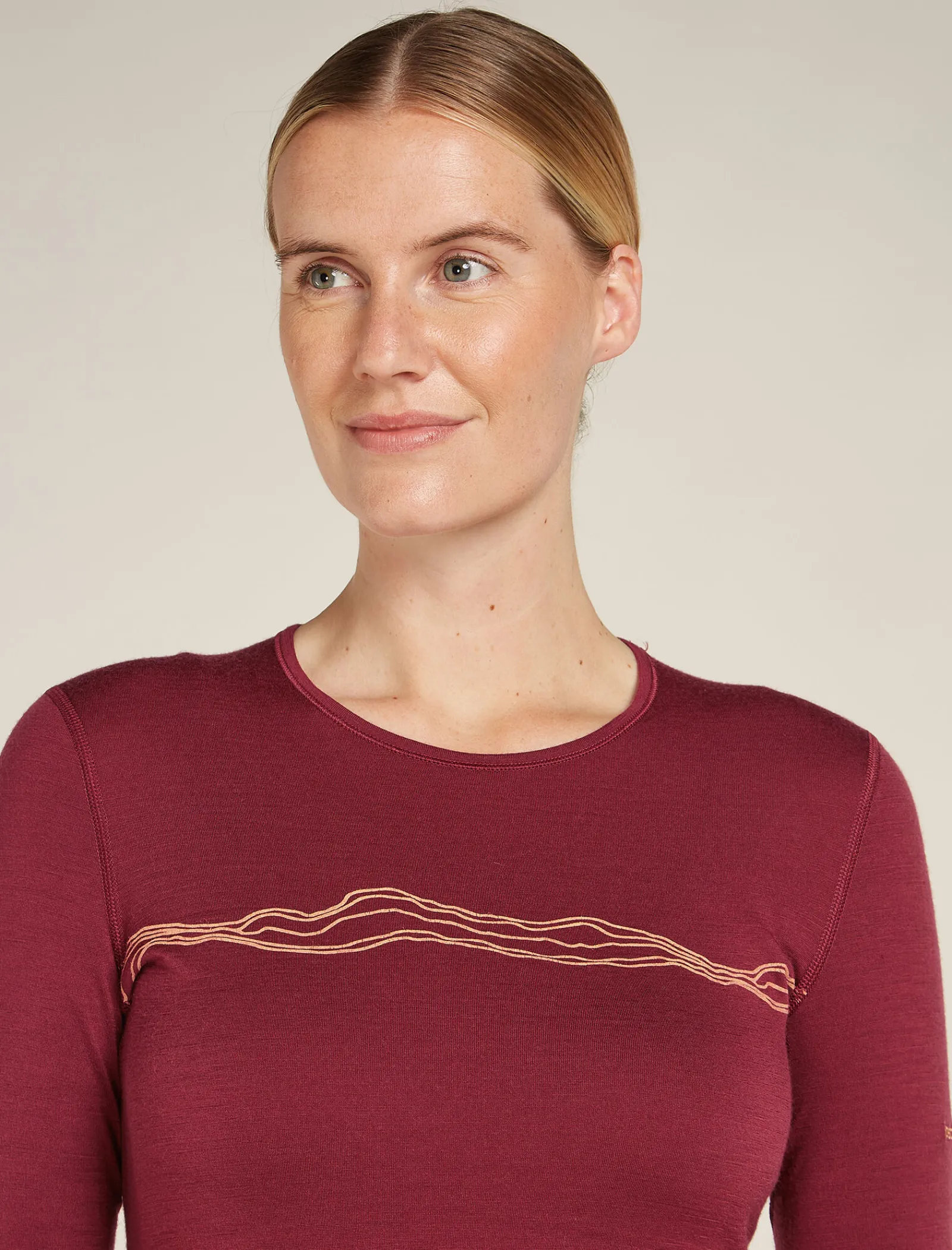 Icebreaker Women's Merino 200 Oasis Long Sleeve Crewe Thermal Top Mountain Pulse Port Cheap