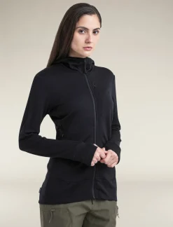 Icebreaker Women's Merino 260 Quantum Long Sleeve Zip Hoodie Black Shop