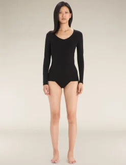 Icebreaker Women's Merino 150 Siren Long Sleeve Sweetheart Top Black Shop