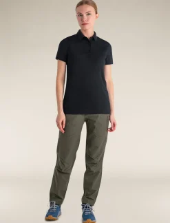 Icebreaker Women's Merino 150 Tech Lite Short Sleeve Polo Black Cheap
