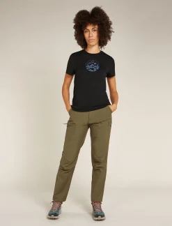 Icebreaker Women's Merino 150 Tech Lite Short Sleeve T-Shirt Camping Circle Black Sale