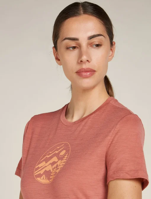 Icebreaker Women's Merino 150 Tech Lite Short Sleeve T-Shirt Camping Circle CedarWood Cheap