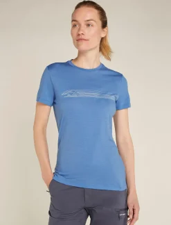 Women's Merino 150 Tech Lite Short Sleeve T-Shirt Camping Lines-Icebreaker Discount