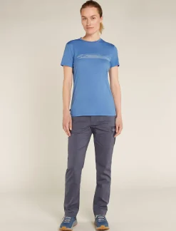 Women's Merino 150 Tech Lite Short Sleeve T-Shirt Camping Lines-Icebreaker Discount