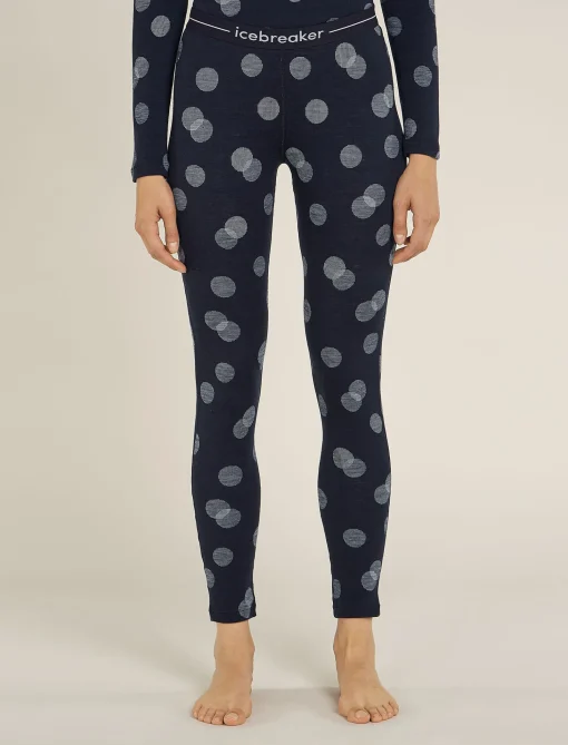Icebreaker Women's Merino 260 Vertex Thermal Leggings Falling Flakes MidnightNavy/Snow Clearance