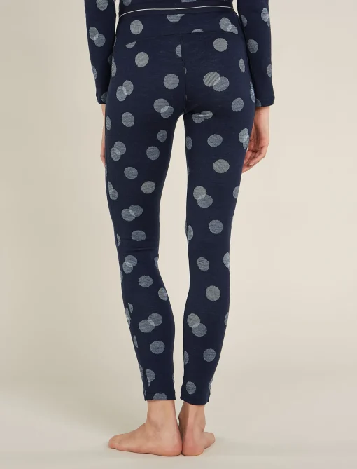Icebreaker Women's Merino 260 Vertex Thermal Leggings Falling Flakes MidnightNavy/Snow Clearance