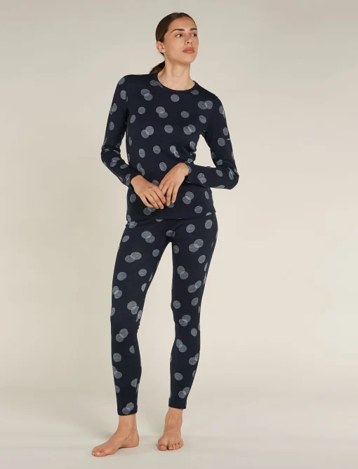 Icebreaker Women's Merino 260 Vertex Thermal Leggings Falling Flakes MidnightNavy/Snow Clearance