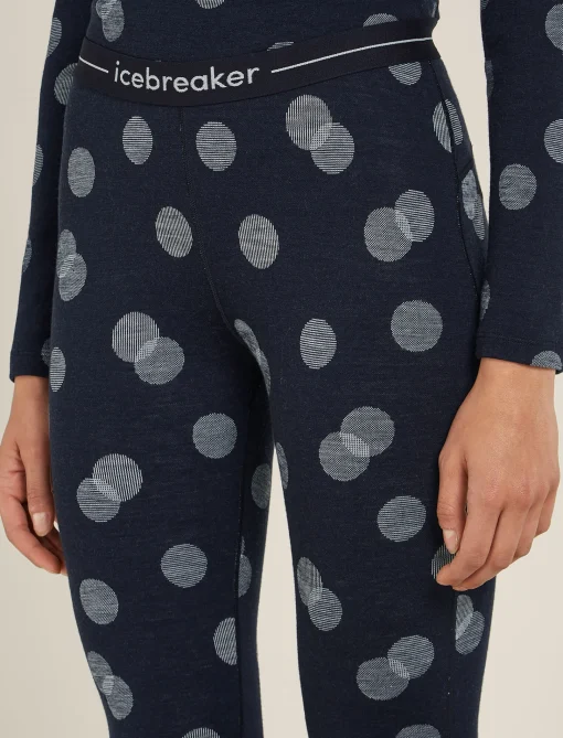Icebreaker Women's Merino 260 Vertex Thermal Leggings Falling Flakes MidnightNavy/Snow Clearance