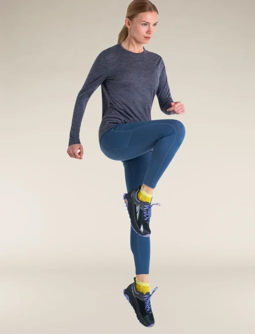 Icebreaker Women's Merino Blend 125 Cool-Lite™ Sphere Long Sleeve T-Shirt MidnightNavyHeather Clearance