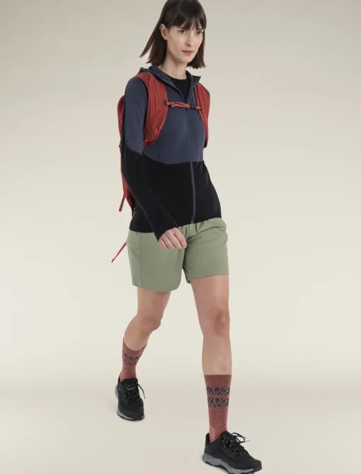 Icebreaker Women's Merino Blend 200 Realfleece™ Descender Long Sleeve Zip Hoodie Graphite/Black Online