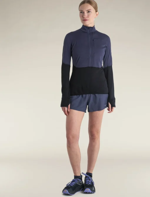 Icebreaker Women's Merino Blend 200 Realfleece™ Descender Long Sleeve Half Zip Jacket Graphite/Black Online