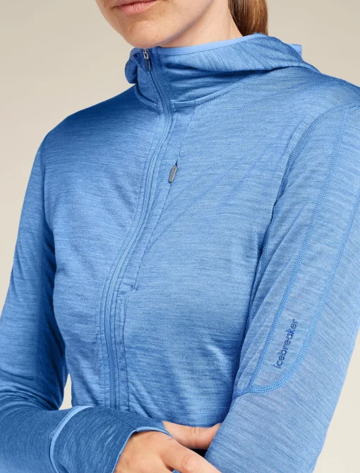 Icebreaker Women's Merino Blend 200 Realfleece™ Descender Long Sleeve Zip Hoodie Baja Cheap