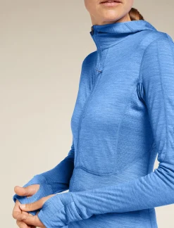 Icebreaker Women's Merino Blend 200 Realfleece™ Descender Long Sleeve Zip Hoodie Baja Cheap