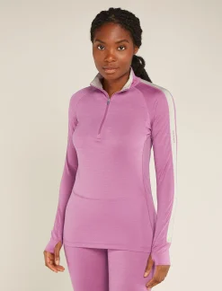 Icebreaker Women's Merino Blend 125 ZoneKnit™ Long Sleeve Half Zip Thermal Top Deco New