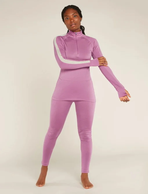 Icebreaker Women's Merino Blend 125 ZoneKnit™ Long Sleeve Half Zip Thermal Top Deco New