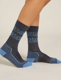 Icebreaker Women's Merino Hike+ Light Crew Natural Summit Socks Graphite/Baja Shop