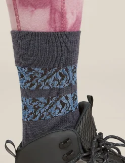 Icebreaker Women's Merino Hike+ Light Crew Natural Summit Socks Graphite/Baja Shop
